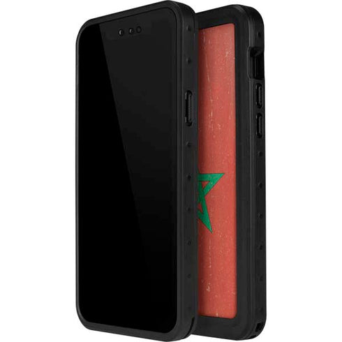 Morocco Flag Distressed iPhone 15 Pro Waterproof Case